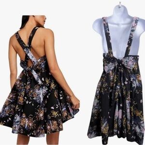 Free People Black Floral Backless Dress